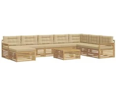 Lauko sofos komplektas su pagalve 9 pcs Balta ir kreminė