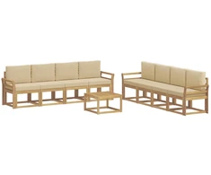 Lauko sofos komplektas su pagalve 9 pcs Balta ir kreminė