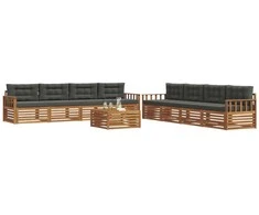 Lauko sofos komplektas su pagalve 9 pcs Natūralus ir antracitas