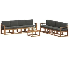 Lauko sofos komplektas su pagalve 9 pcs Natūralus ir antracitas