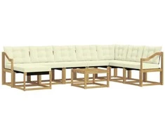 Lauko sofos komplektas su pagalve 9 pcs Balta ir kreminė