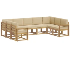 Lauko sofos komplektas su pagalve 9 pcs Balta ir kreminė