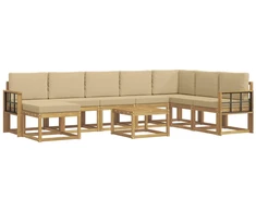 Lauko sofos komplektas su pagalve 9 pcs Balta ir kreminė