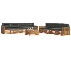 Lauko sofos komplektas su pagalve 9 pcs Natūralus ir antracitas