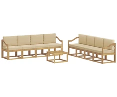 Lauko sofos komplektas su pagalve 9 pcs Balta ir kreminė