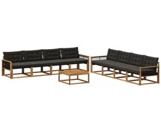 Lauko sofos komplektas su pagalve 9 pcs Natūrali ir juoda