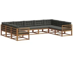 Lauko sofos komplektas su pagalve 9 pcs Natūralus ir antracitas