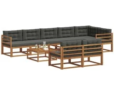 Lauko sofos komplektas su pagalve 9 pcs Natūralus ir antracitas