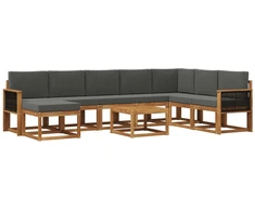 Lauko sofos komplektas su pagalve 9 pcs Natūralus ir antracitas