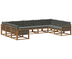 Lauko sofos komplektas su pagalve 9 pcs Natūralus ir antracitas