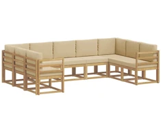 Lauko sofos komplektas su pagalve 9 pcs Balta ir kreminė