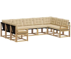 Lauko sofos komplektas su pagalve 9 pcs Balta ir kreminė