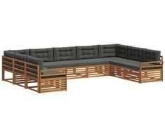 Lauko sofos komplektas su pagalve 9 pcs Natūralus ir antracitas