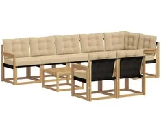 Lauko sofos komplektas su pagalve 9 pcs Balta ir kreminė