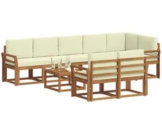 Lauko sofos komplektas su pagalve 9 pcs Natūralus ir grietinėlė