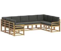 Lauko sofos komplektas su pagalve 9 pcs Balta ir antracito