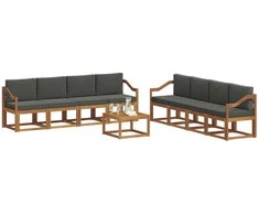 Lauko sofos komplektas 9 pcs Natūralus ir antracitas