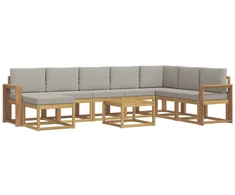 Lauko sofos komplektas su pagalve 9 pcs Balta ir šviesiai pilka
