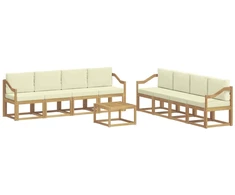Lauko sofos komplektas su pagalve 9 pcs Balta ir kreminė