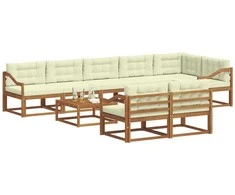 Lauko sofos komplektas su pagalve 9 pcs Natūralus ir grietinėlė
