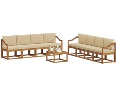 Lauko sofos komplektas su pagalve 9 pcs Natūralus ir bežinis