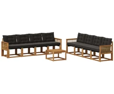 Lauko sofos komplektas su pagalve 9 pcs Natūrali ir juoda