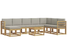 Lauko sofos komplektas su pagalve 9 pcs Balta ir šviesiai pilka