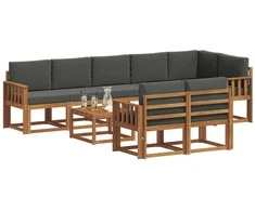 Lauko sofos komplektas su pagalve 9 pcs Natūralus ir antracitas