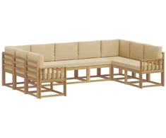 Lauko sofos komplektas su pagalve 9 pcs Balta ir kreminė