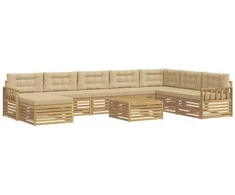 Lauko sofos komplektas su pagalve 9 pcs Balta ir kreminė