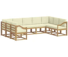 Lauko sofos komplektas su pagalve 9 pcs Balta ir kreminė