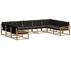 Lauko sofos komplektas su pagalve 9 pcs Balta ir juoda