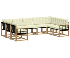 Lauko sofos komplektas su pagalve 9 pcs Balta ir kreminė