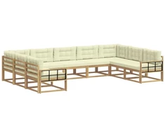 Lauko sofos komplektas su pagalve 9 pcs Balta ir kreminė