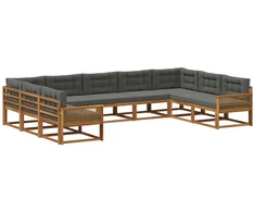 Lauko sofos komplektas su pagalve 9 pcs Natūralus ir antracitas