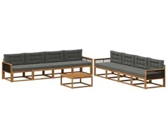 Lauko sofos komplektas su pagalve 9 pcs Natūralus ir antracitas
