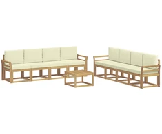 Lauko sofos komplektas su pagalve 9 pcs Balta ir kreminė