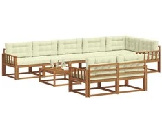 Lauko sofos komplektas su pagalve 9 pcs Natūralus ir grietinėlė
