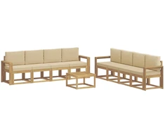 Lauko sofos komplektas su pagalve 9 pcs Balta ir kreminė