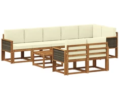 Lauko sofos komplektas su pagalve 9 pcs Natūralus ir grietinėlė