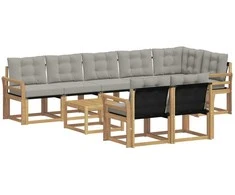 Lauko sofos komplektas su pagalve 9 pcs Balta ir šviesiai pilka