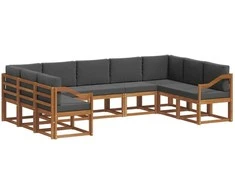 Lauko sofos komplektas su pagalve 9 pcs Natūralus ir antracitas
