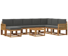 Lauko sofos komplektas su pagalve 9 pcs Natūralus ir antracitas
