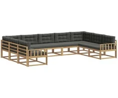 Lauko sofos komplektas su pagalve 9 pcs Balta ir antracito