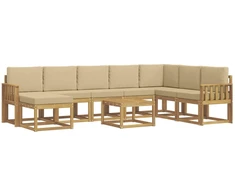 Lauko sofos komplektas su pagalve 9 pcs Balta ir kreminė
