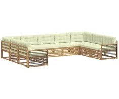 Lauko sofos komplektas su pagalve 9 pcs Balta ir kreminė