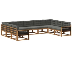 Lauko sofos komplektas su pagalve 9 pcs Natūralus ir antracitas