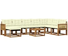 Lauko sofos komplektas 9 pcs Natūralus ir grietinėlė