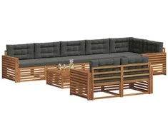 Lauko sofos komplektas su pagalve 9 pcs Natūralus ir antracitas