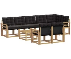Lauko sofos komplektas su pagalve 9 pcs Balta ir juoda